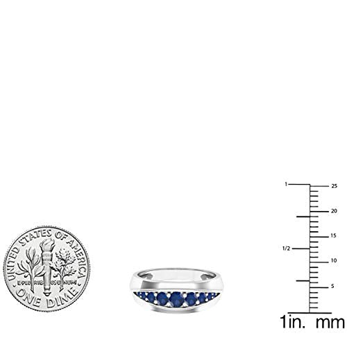 Dazzlingrock Collection Round Blue Sapphire Men's Wedding Stackable Band, 14K Solid White Gold, Size 12.5