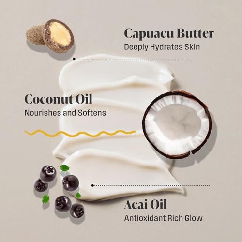 Nutrius Brazilian Body Butter Cream Twin Pack, Coco Bliss & Berry Bliss Scents, Deep Moisturizer with Cupuacu Butter, Cocoa Butter & Acai Oil, Non Greasy Hydrating Body Cream, 2 x 6 oz