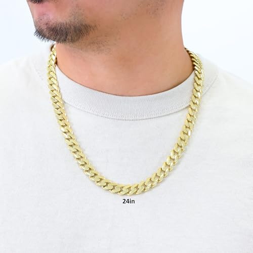 Nuragold 10k Real Yellow Gold Monaco 11mm Miami Cuban Chain Mens Necklace - 24"