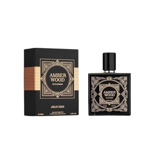 Jean Rish Amber Wood Perfume for Men Eau De Toilette, Long-Lasting Luxury Fragrance, Made In USA - Sandalwood, Amber, Vanilla Scent - 100ml / 3.4 oz