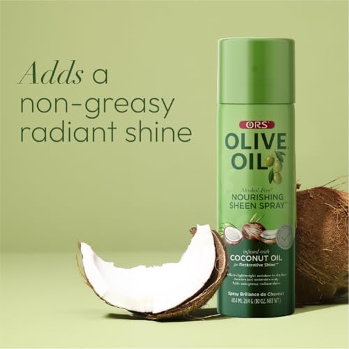 ORS Olive Oil Nourishing Sheen Spray infused with Coconut Oil 10 Ounces (Pack of 4)