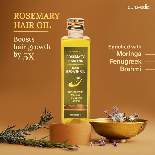Auravedic Rosemary Oil for Hair Growth | Stronger, Fuller Hair | 3.38 Fl Oz