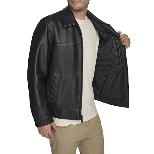 Dockers Men's James Faux Leather Jacket, Black, Medium