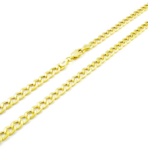 Nuragold 10k Real Yellow Gold Cuban Curb Link 4.5mm Chain Necklace, 16"-30" - 20"