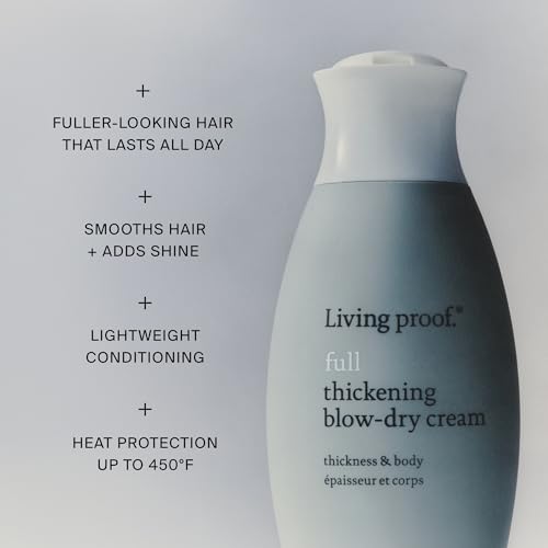 Living Proof Full Thickening Blow-Dry Cream – All-Day Fullness, Shine, Lightweight Conditioning, Heat Protection for Fine or Flat Hair, 4 oz