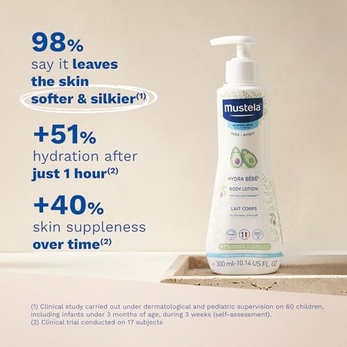 Mustela Hydra Bebe Body Lotion - Daily Moisturizing Baby Lotion with Natural Avocado, Jojoba & Sunflower Oil – 25.35 fl. oz.