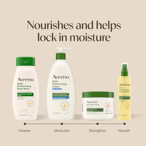 Aveeno Daily Moisturizing Sheer Hydration Fragrance-Free Lotion with Prebiotic Oat for Dry Skin, Lightweight, Non-Greasy and Fast-Absorbing Body Lotion Nourishes Skin with 48-Hour Moisture, 18 Fl Oz