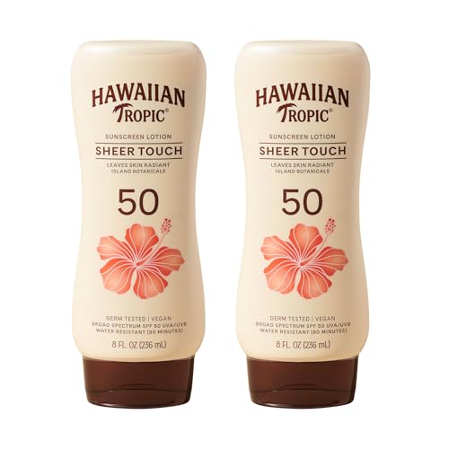 Hawaiian Tropic Sheer Touch SPF 50 Sunscreen Lotion, 8 Fl Oz (2 Pack)