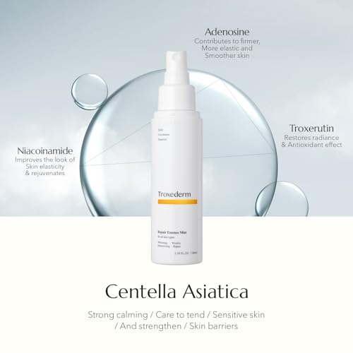TROXEDERM Repair Essence Toner Mist – Korean Hydrating & Cooling Face Mist with Niacinamide, Troxerutin & Centella Asiatica, Lightweight Facial Spray for Daily Skincare & Barrier Care, 3.38 Fl.oz