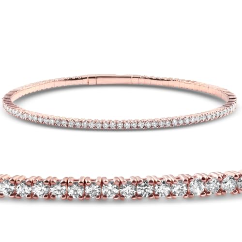 2-10Ct TW Flexible Diamond Bangle Tennis Bracelet Lab Created 14k Gold