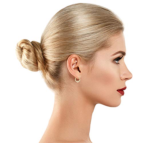 AVORA 10K Yellow Gold Heart Creole Hoop Earrings