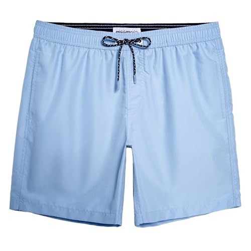 maamgic Mens Swim Trunks Quick Dry Swim Shorts with Mesh Lining Funny Swimwear Bathing Suits 7inch Solid Lake Blue Medium