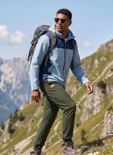 JMIERR Mens Casual Joggers Pants - Cotton Drawstring Chino Cargo Pants Hiking Outdoor Twill Track Jogging Sweatpants Travel Essentials Pants with Pockets for Men, M, B Green