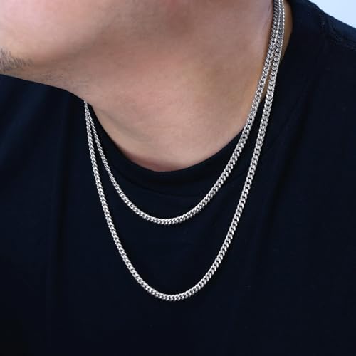 Nuragold 10K Real White Gold Miami Cuban Link Chain Necklace Men & Women - 4.5mm,20"