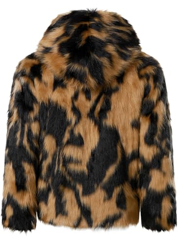 FANARCHER Men's Winter Luxury Overcoat Faux Fur Hoodie Coats Long Sleeve Jackets Parka Outwear