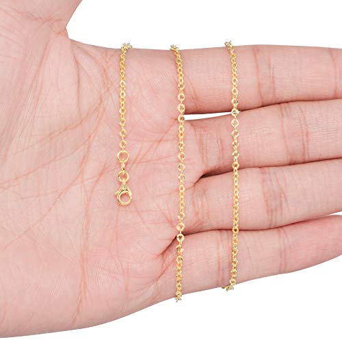 Nuragold 10k Real Yellow Gold Cable 2mm Rolo Circle LInk Chain Necklace - 18"