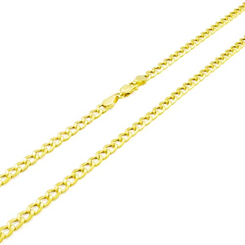 Nuragold 10k Real Yellow Gold Cuban Curb Link 3.5mm Chain Necklace, 16"-30" - 22"