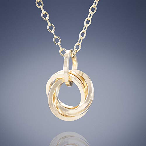 Classy 14K Yellow Gold-Filled Simple Love Knot Circle Pendant Necklace with 20 Inch Chain Elegant Designer Jewelry Gift Idea for Women