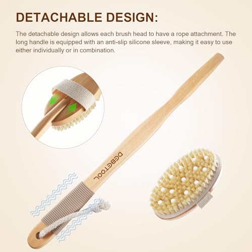 DEBETOOL Dry Brush Set with 3 Detachable Heads, Natural Boar Bristle