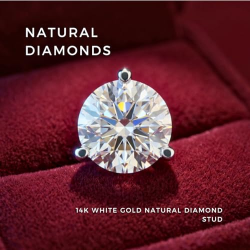 0.50 CTTW Natural Diamond Round Cut Stud Earrings for Women | 14K White Gold Classic 3 Prong Screw Back Earring | I - J Color SI1 - SI2 Clarity Hypoallergenic Fine Jewelry Gift for Her Anniversary Wedding