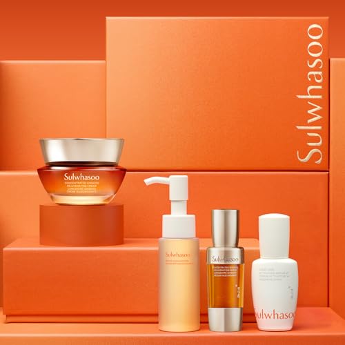 Sulwhasoo Concentrated Ginseng Rejuvenating Cream Set | Korean Ginseng-Powered Skincare 4-piece Anti-Aging Gift Set | Strengthens Skin Barrier | Visibly Improves Wrinkles | Includes Full-size Cream