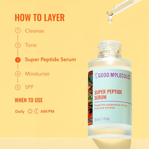 Good Molecules Super Peptide Serum - Anti-aging Facial Serum with Peptides and Copper Tripeptides to Plump and Firm - Water-Based Skincare for Face