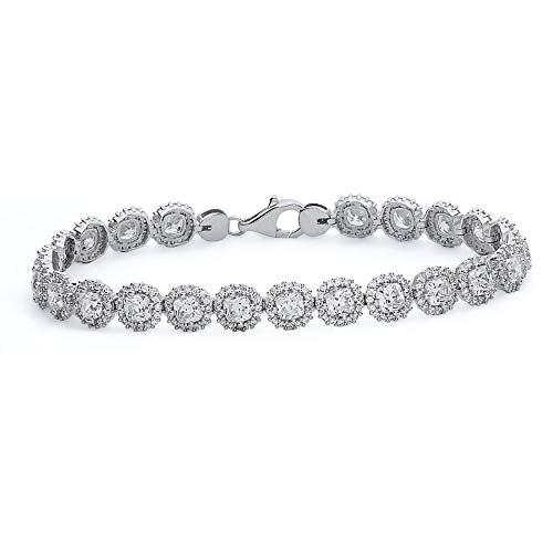 The World Jewelry Center 14k REAL White Gold CZ Bracelet - 7.5"