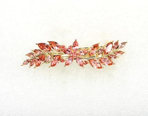 Faship Gorgeous Coral Rhinestone Crystal Small Floral Hair Barrette Clip