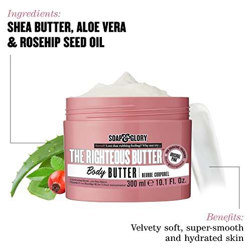 Soap & Glory The Righteous Body Butter & Dry Skin Moisturizer, 10.1 oz