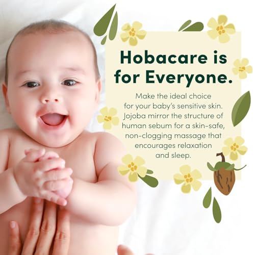 HobaCare Organic Jojoba Baby Oil with Pump – 100% Pure Natural Unrefined Unscented Cold Pressed Jojoba Oil for Baby Hair, Infant Skin, Body Care (4.22 oz)