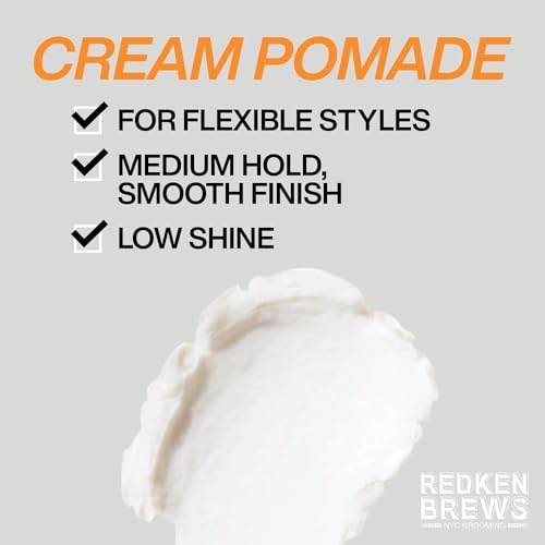 Redken Brews Cream Pomade For Men – Medium Hold, 3.4 oz