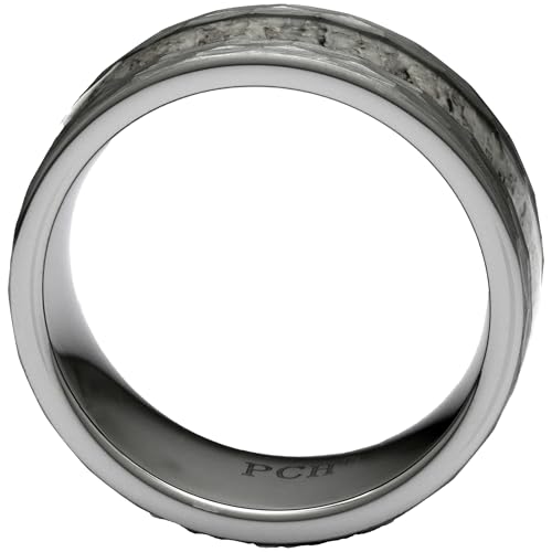 PCH Jewelers Deer Antler Ring in Tungsten Hammered Finish 8mm Comfort Fit Wedding Band (8)
