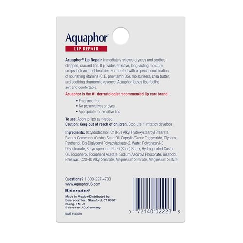 Aquaphor Lip Repair Ointment, Value Pack, 2 x 0.35 FL OZ