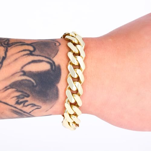 Nuragold 10k Real Yellow Gold Monaco 13mm Miami Cuban Chain Mens Bracelet - 7"