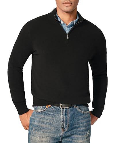 KVSS Men's Mock Neck Half Zip 100% Pure Cashmere Sweater, Pullover Cashmere Sweaters for Mens | Luxury from Inner Mongolia