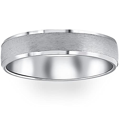 P3 POMPEII3 Pompeii Mens 5mm 10K White Gold Brushed Wedding Band - Size 10
