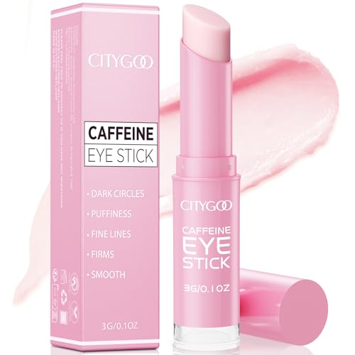 CITYGOO Caffeine Eye Cream Stick: Anti-Aging Firming & Dark Circles Moisturizing Balm for Puffiness & Eye Bags - Travel-friendly for Women (Caffeine Pink 3g)