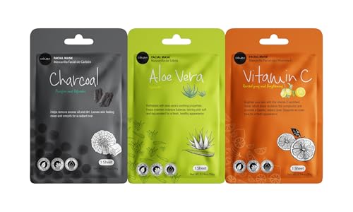 Celavi Korean Face Mask Sheet Set, Facial Spa Masks, 24 Pack