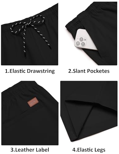COOFANDY Mens Shorts Casual Summer Beach Vacation Classic Fit Stylish Cotton Dress Shorts with Pockets A-Black