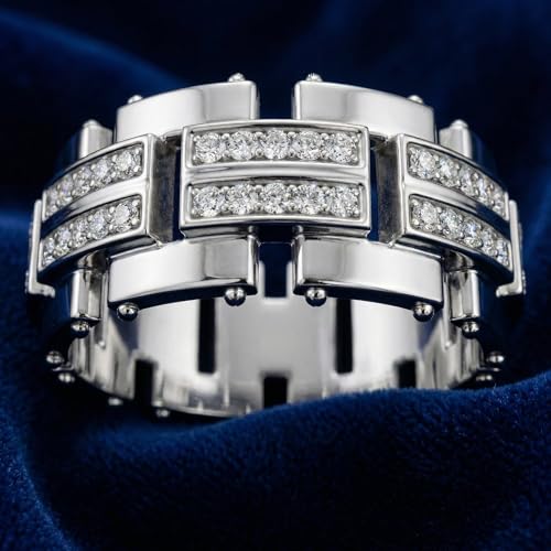 Pompeii 3/4Ct Men's Round Cut Diamond 10MM Wide Ring Wedding Band 10k Gold Lab Grown - Size 10 (F/G,VS1-VS2)
