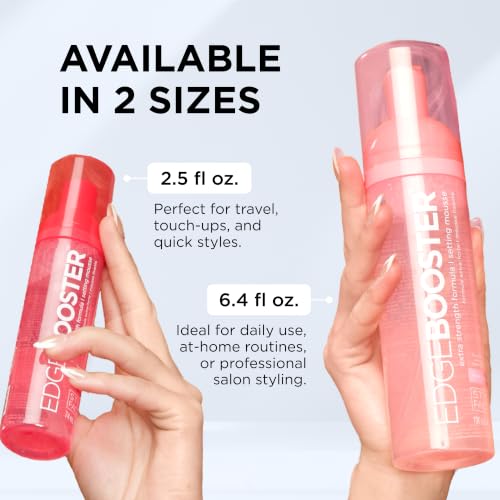 Style Factor EDGE BOOSTER Extra Strength Setting Mousse Travel Size – Frizz Control, Extra Volume, and Conditioning – 2.5oz Morganite Mousse for Curly Hair