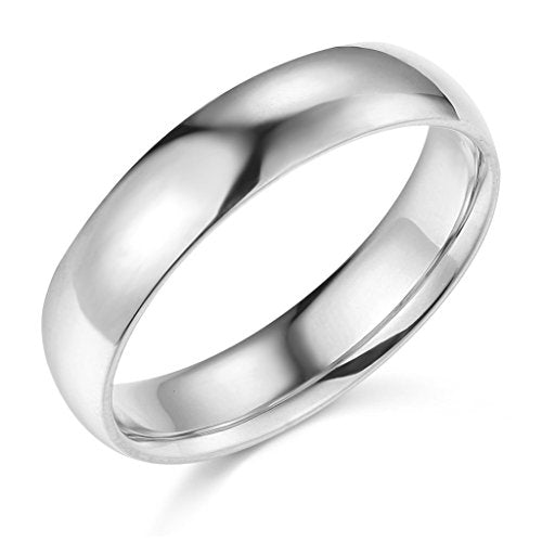 14k White Gold 5mm Plain Wedding Band - Size 7