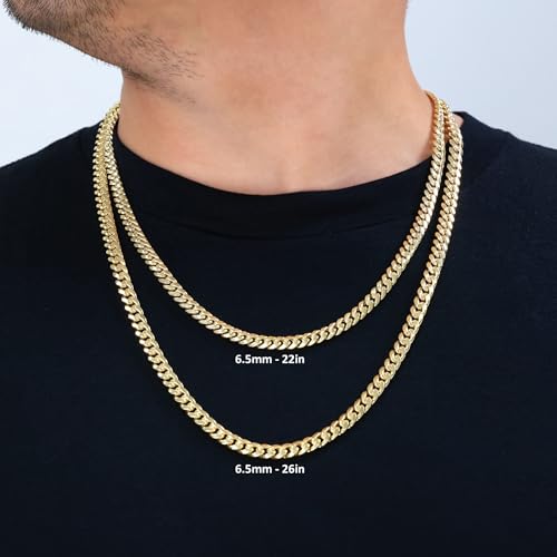 Nuragold 14k Real Yellow Gold Miami Cuban Link 6.5mm Chain Italian Necklace - 16"