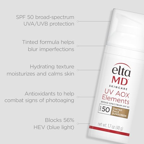 EltaMD UV AOX Elements 100% Mineral Tinted Face Sunscreen SPF 50, 1.7 oz
