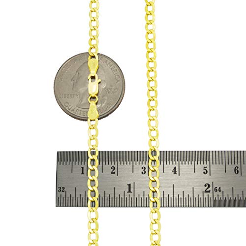 Nuragold 10k Real Yellow Gold Cuban Curb Link 3.5mm Chain Necklace, 16"-30" - 16"