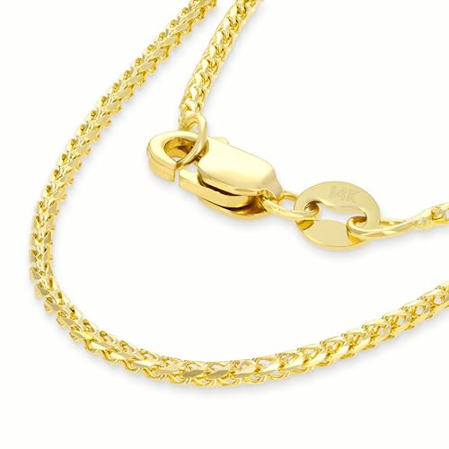Nuragold 14K Real Yellow Gold Franco 1.1mm Solid Diamond Cut Chain Necklace - 20"