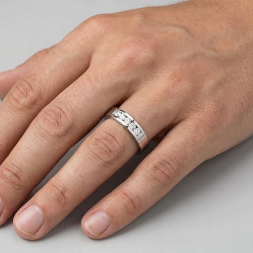 P3 POMPEII3 Pompeii Men's 1/4Ct Channel Set Diamond Wedding Ring 14k Gold Lab Grown - Size 9.5 (E/F,VS1-VS2)