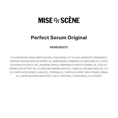 Mise En Scene Perfect Serum Original Trial Size - Mini Hair Oil for Heat Protection | for Frizzy & Dry | Hydration and Nutrition | Hairy Essence for Damage Care | Korean Hair Care (1.01 Fl. Oz.)