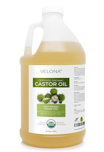 velona USDA Organic Castor Oil - 64 fl oz, Cold Pressed, USP Grade