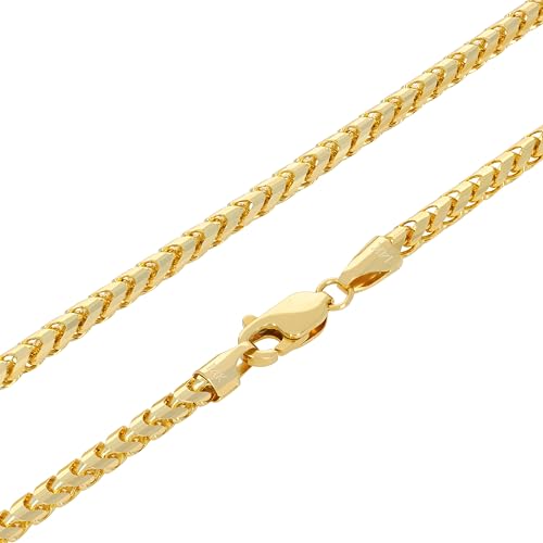 Nuragold 14K Real Yellow Gold Franco Solid Diamond Cut Chain Bracelet - 2.5mm,7"
